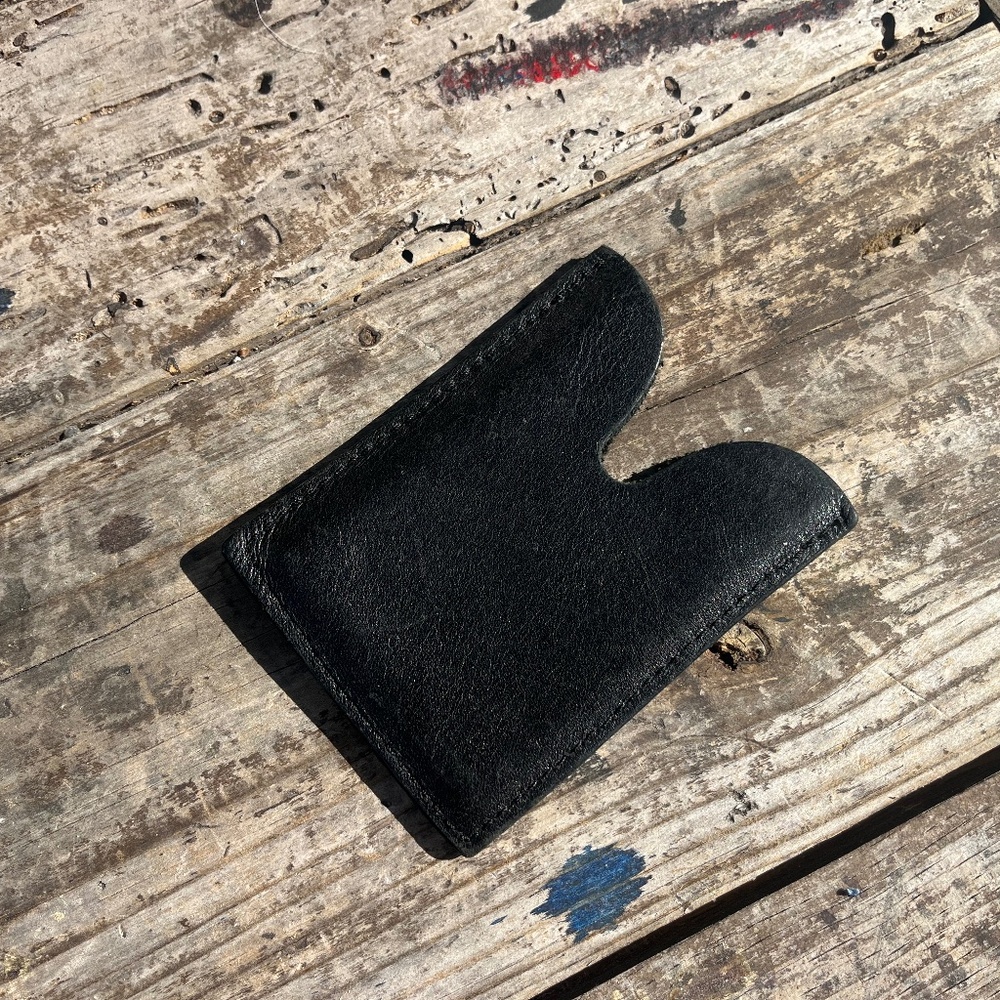 Genuine leather cardholder black made in usa mini wallet thick leather cowhide